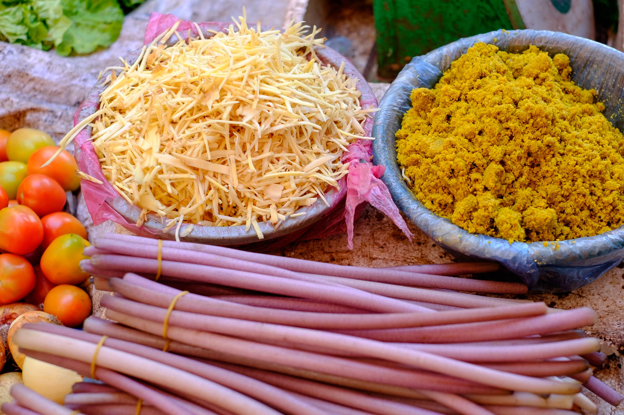 Vegetables and spicery at the market  - Cambodia